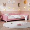 Twin Size Upholstered Daybed, Sherpa Fabric Sofabed With Cloud-Shaped Backrest, No Box - Spring Needed - Pink - Image 18