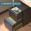 Sleek Modern 2 Drawer Metal Mobile File Cabinet With Lock, Compact Size - Black - Image 6