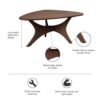 Mid - Century Triangle Wood Coffee Table - Pecan - Image 5
