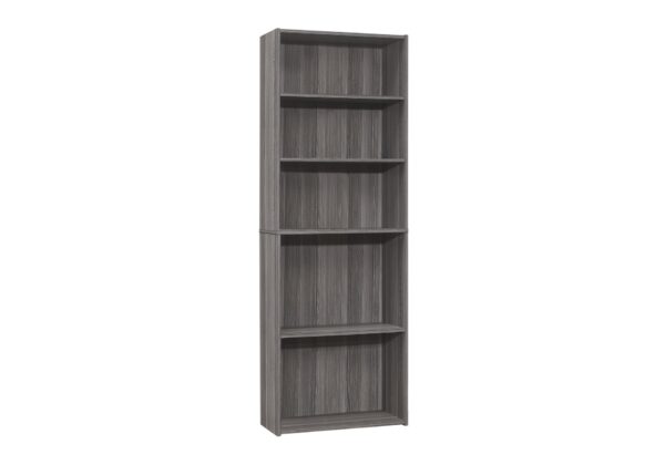 Bookshelf, Bookcase, 6 Tier, For Office, Transitional - Gray