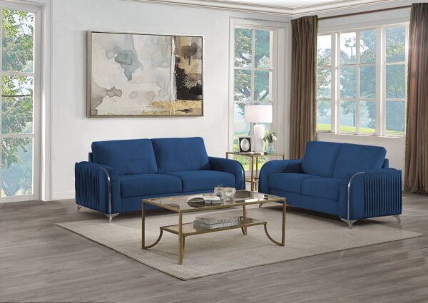 Wenona - Velvet 2 Pieces Living Room Set - Blue