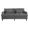 Mid Century Modern Chenille Fabric Loveseat Sofa, 2 Seat Upholstered Couch, Brown Wood Feet - Gray - Image 11