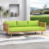 Claremont - 3 Seater Daybed Teak Acacia Wood Water Resistant Cushions - Green - Image 5