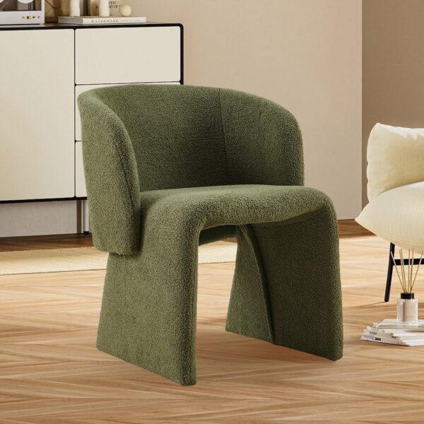 Modern Accent Chair Green Single Sofa Chair, Upholstered Side Chair Teddy Comfy Chair For Dining Room / Bedroom / Living Room / Reception 1 Piece - Green