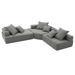 Oversized Modular L Shaped Sectional Sofa, Luxury Boucle Floor Couch Set, Convertible Sleeper Couch, Spacious Foam-Filled Sofa Bed, 3 Piece Free Combination - Gray