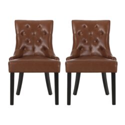 Cheney - Contemporary Dining Chair (Set of 2) With Tufted Design - Light Brown