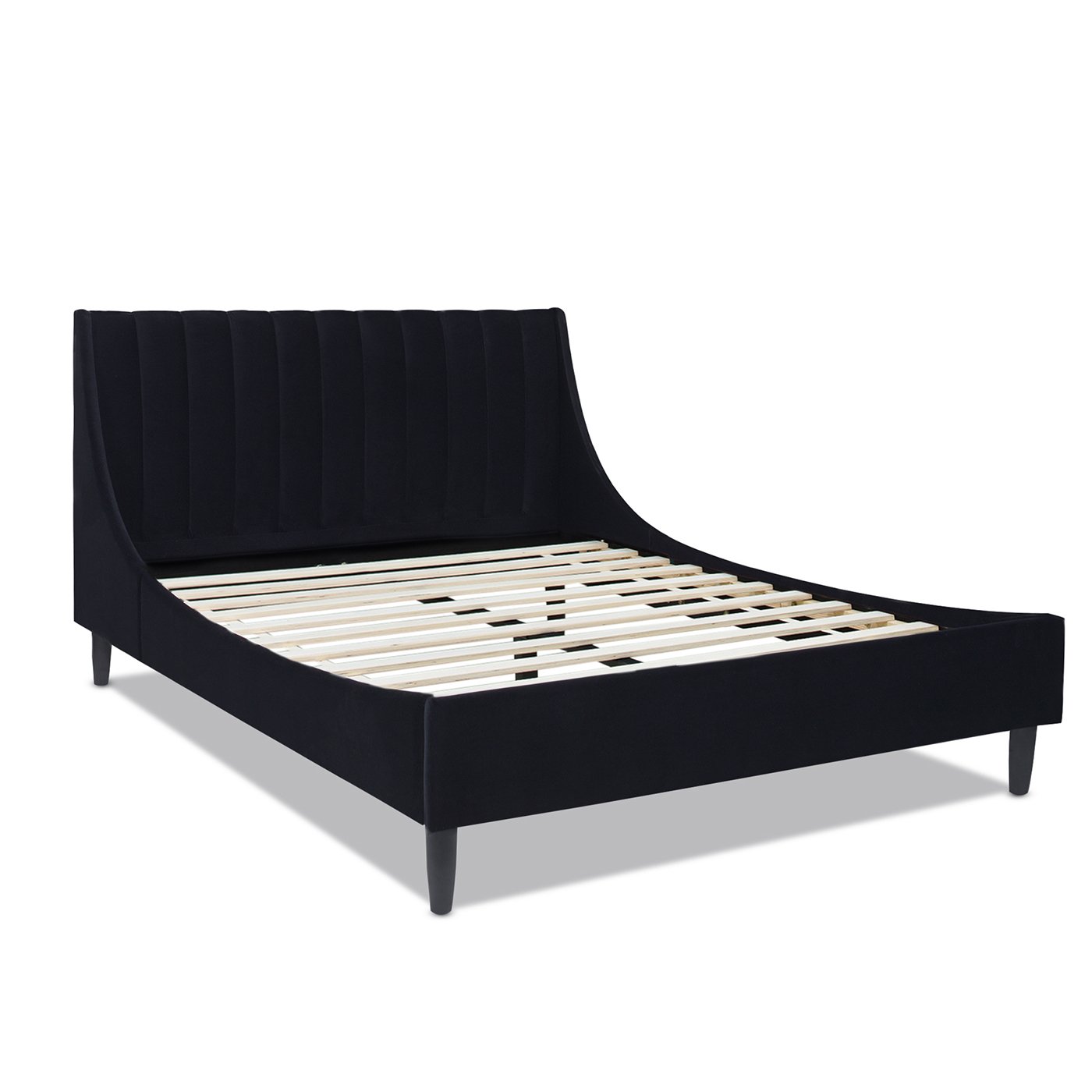 Aspen - Queen Vertical Tufted Headboard Platform Bed Set - Anthracite Black - Image 5