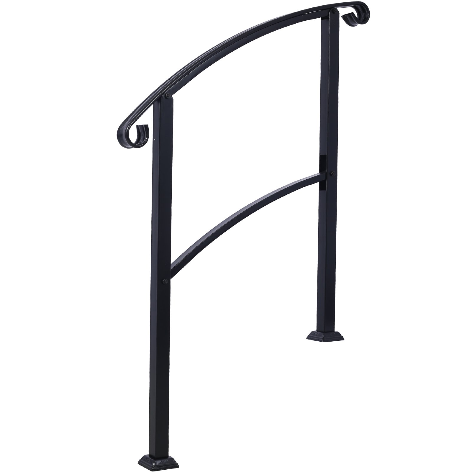 Handrails For Outdoor Steps, Fit 1 Or 3 Steps Outdoor Stair Railing, Flexible Front Porch Hand Rail, Transitional Handrails For Concrete Steps Or Wooden Stairs - Black - Image 5