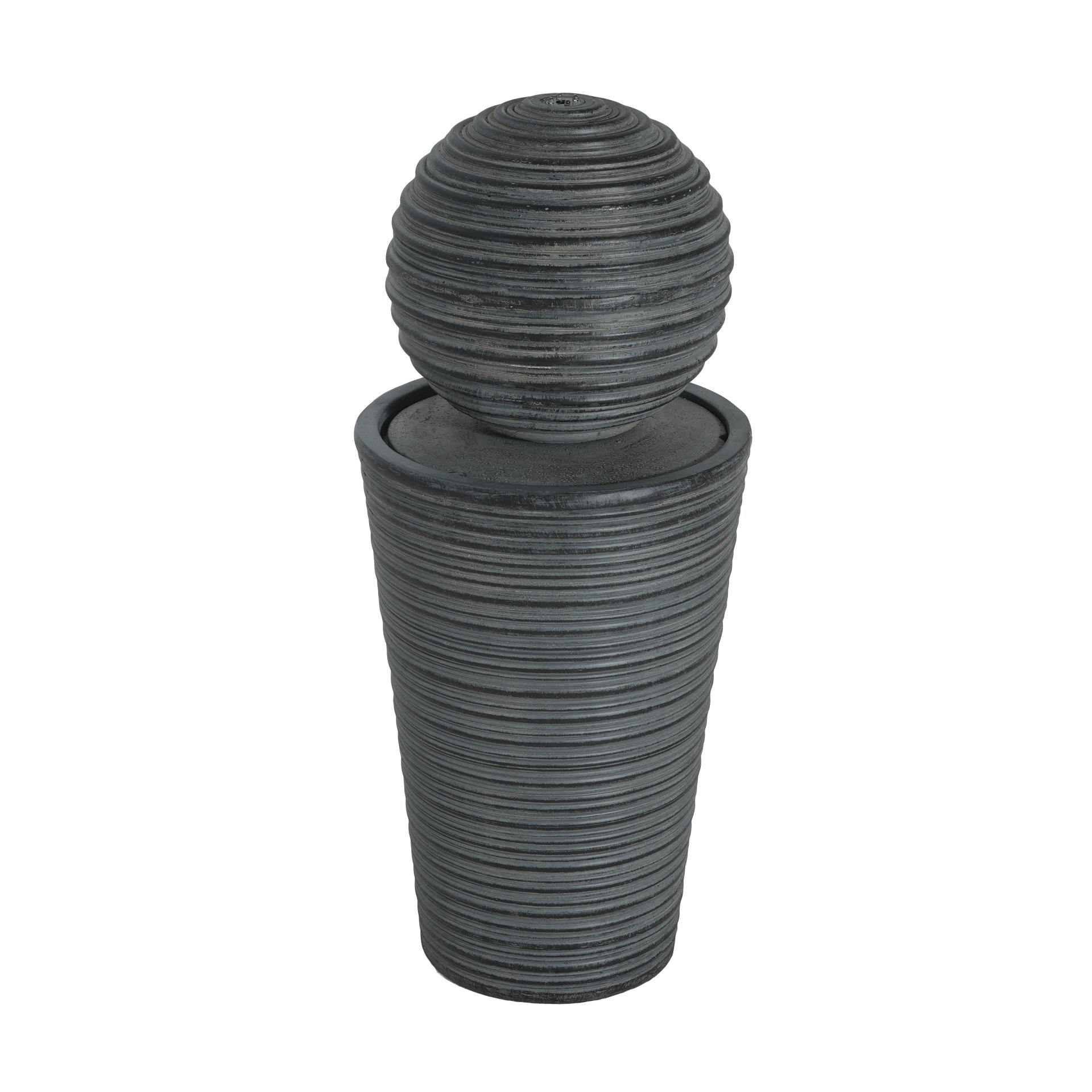 31.5" Tall Striped Column Fountain With LED Light Design For Outdoor Spaces - Gray - Image 6