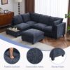 U - Shaped Sectional Sofa Modular Sofa Couch With A Movable Ottoman, A Coffee Table With Hidden Charging Devices For Living Room - Blue - Image 7