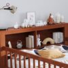 Twin Size Bed With Headboard Storage Rack, 2 Under Bed Drawers, 3 - Side Guardrails For Safety And Security - Walnut - Image 3