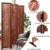 Panel Solid Wood, Folding Room Divider - Brown - Image 19