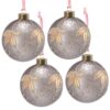 Christmas Ball Ornaments, Glass Decorative Hanging Ball Christmas Tree Ornaments, For Holiday Party Decorations (Set of 4) - Silver - Image 2