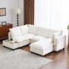 U - Shaped Sectional Sofa Modular Sofa Couch With A Movable Ottoman, A Coffee Table With Hidden Charging Devices For Living Room - White - Image 12