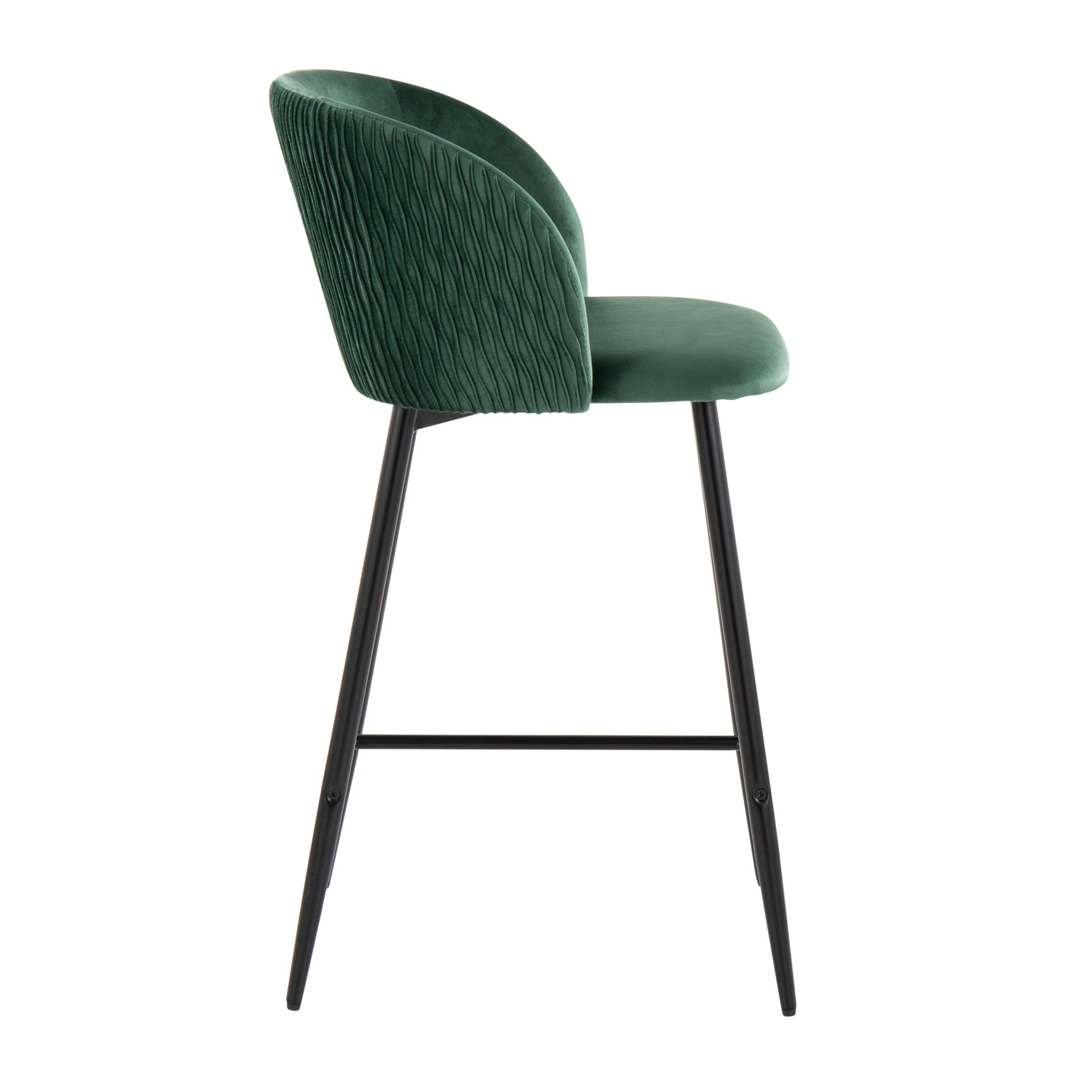 Fran - Pleated Waves Contemporary Fixed Height Counter Stool (Set of 2) - Black / Green - Image 3