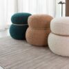 Snowman Stool With Lamb Wool Cushion And Solid Wood Frame - Dark Green - Image 9