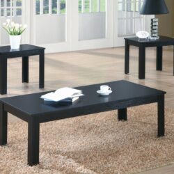 Table Set Coffee And Side, Accent For Living Room 3 Pieces Set - Black