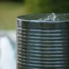 Large Concrete Cylinder Ribbed Water Fountain, Outdoor Bird Feeder / Bath Fountain, Modern Industrial Style - Antique Green / Brown - Image 4