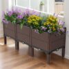 Raised Garden Beds Outdoor, Polypropylene Planter Boxes Outdoor For Vegetables, Flowers, Herbs, Garden Box With Drain Outlet, Heat And Frost Resistant Planters - Black / Brown - Image 10