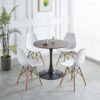 Tulip Table Mid-Century Dining Table For 2-4 People With Round MDF Table Top, Pedestal Dining Table, End Table Leisure Coffee Table - Walnut / Black - Image 8
