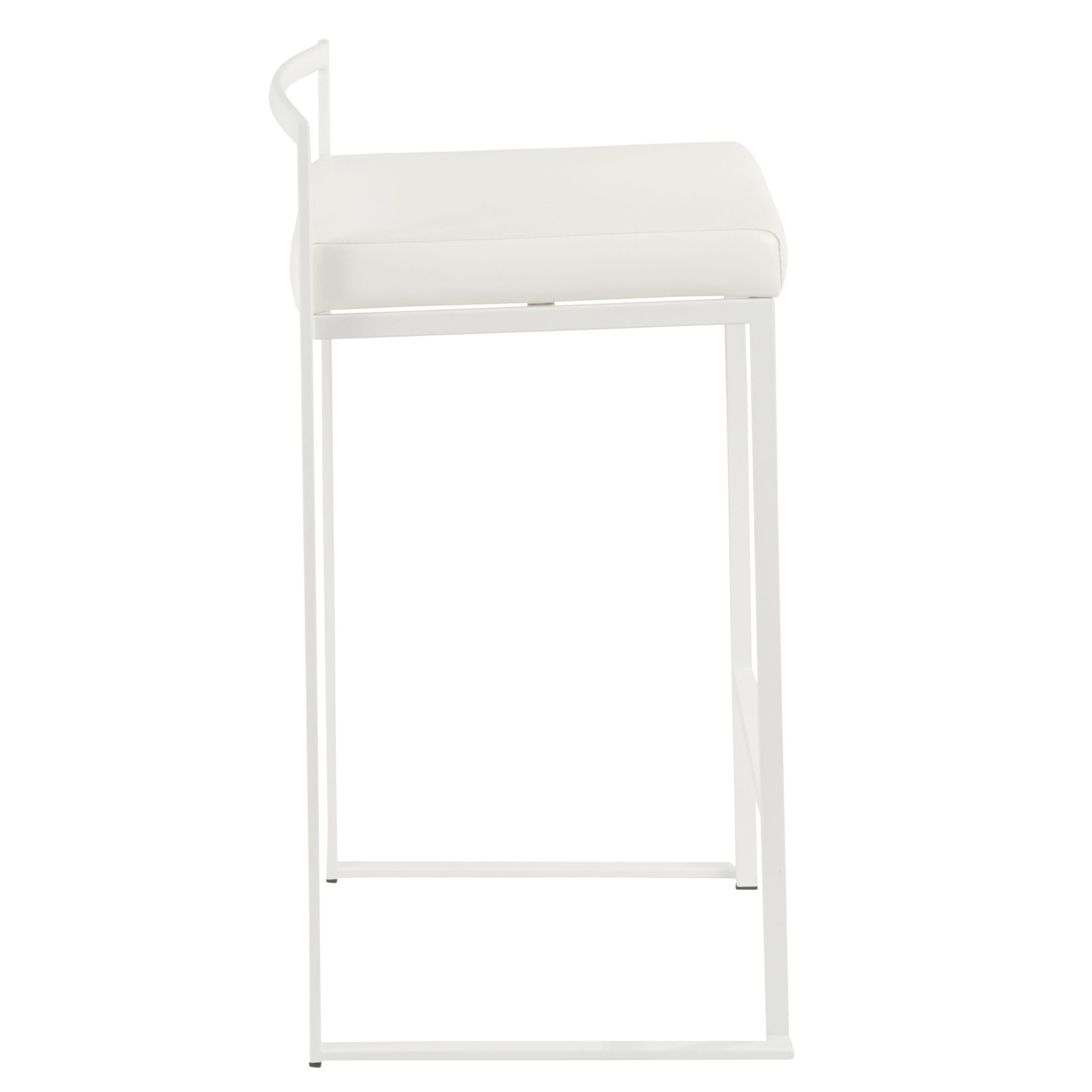 Fuji - Contemporary Stackable Counter Stool (Set of 2) - White - Faux Leather - Image 3