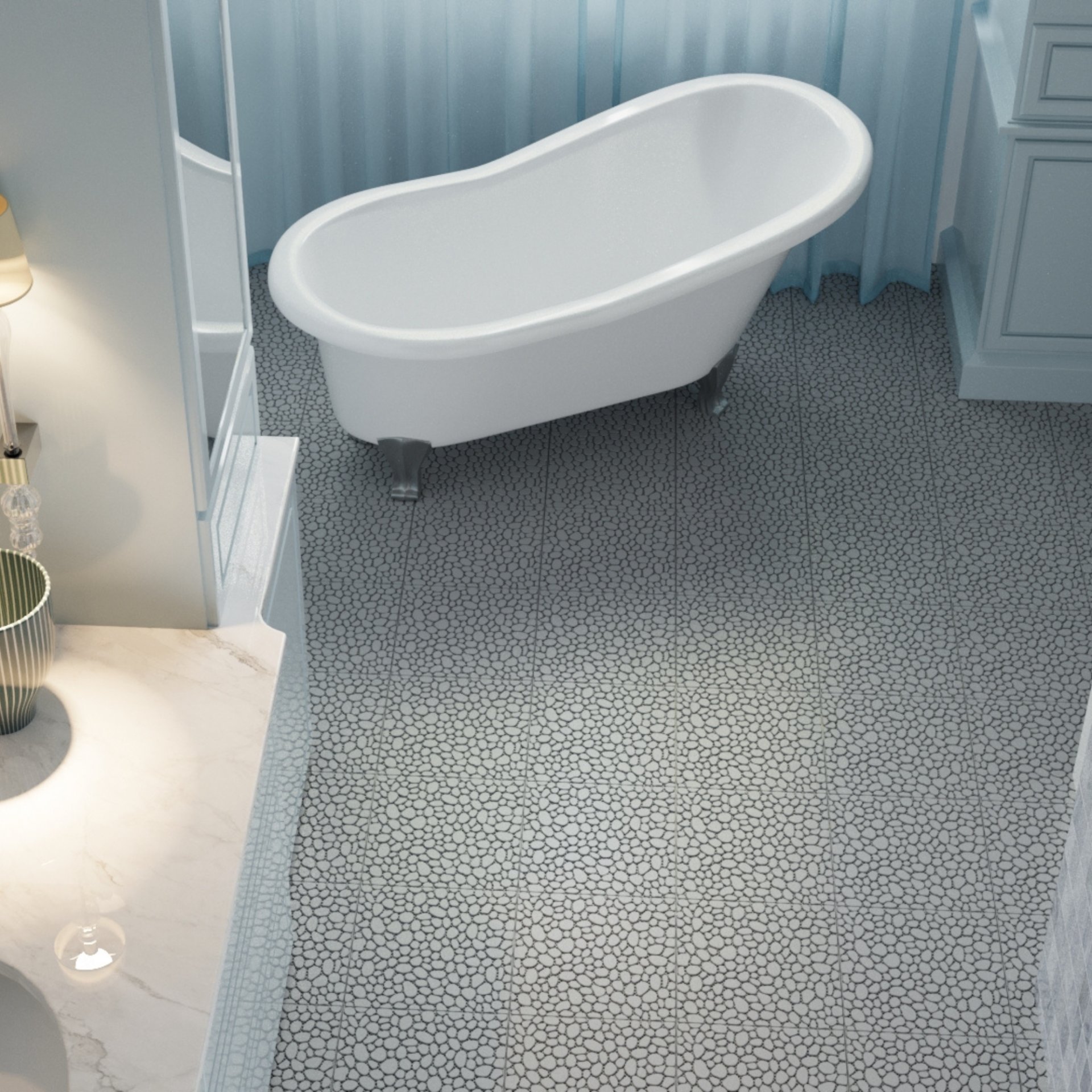 Interlocking Deck Tiles Plastic Waterproof Outdoor All Weather Anti-Slip Bathroom Shower Balcony Porch Strong Weight Capacity Upto 440 Lbs, Pebble Stone Pattern Pack Of 12 - Gray - Image 11
