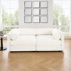 2 Seater Sofa With Storage Seat And Cylindrical Backrest - White - Image 4