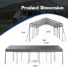 Metal Carport 13 X 26.5 Ft Heavy Duty With Galvanized Steel Roof Metal Garage Canopy With Galvanized Steel Roof & Frame Car Tent Outdoor Storage Shed For Car Boats And Truck - Gray - Image 3