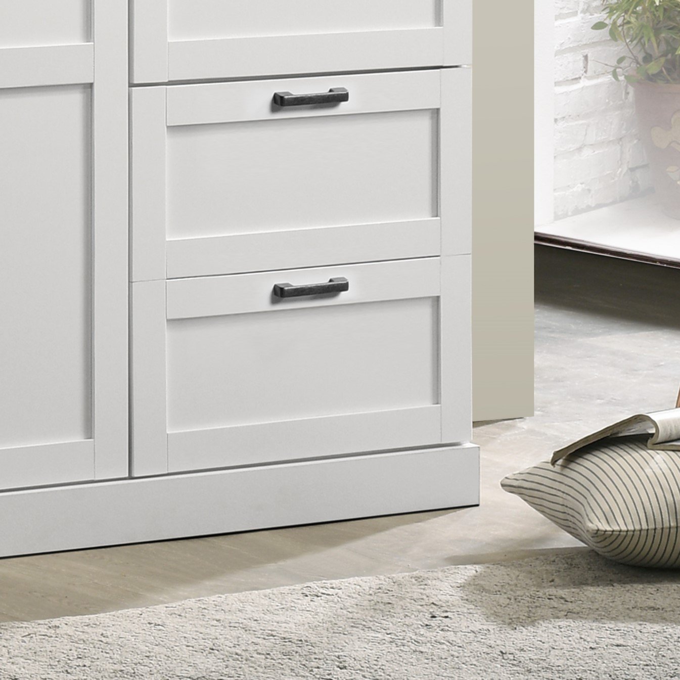 Aubree - Wardrobe Cabinet Armoire With 2 Drawers And Hanging Rod - White - Image 4