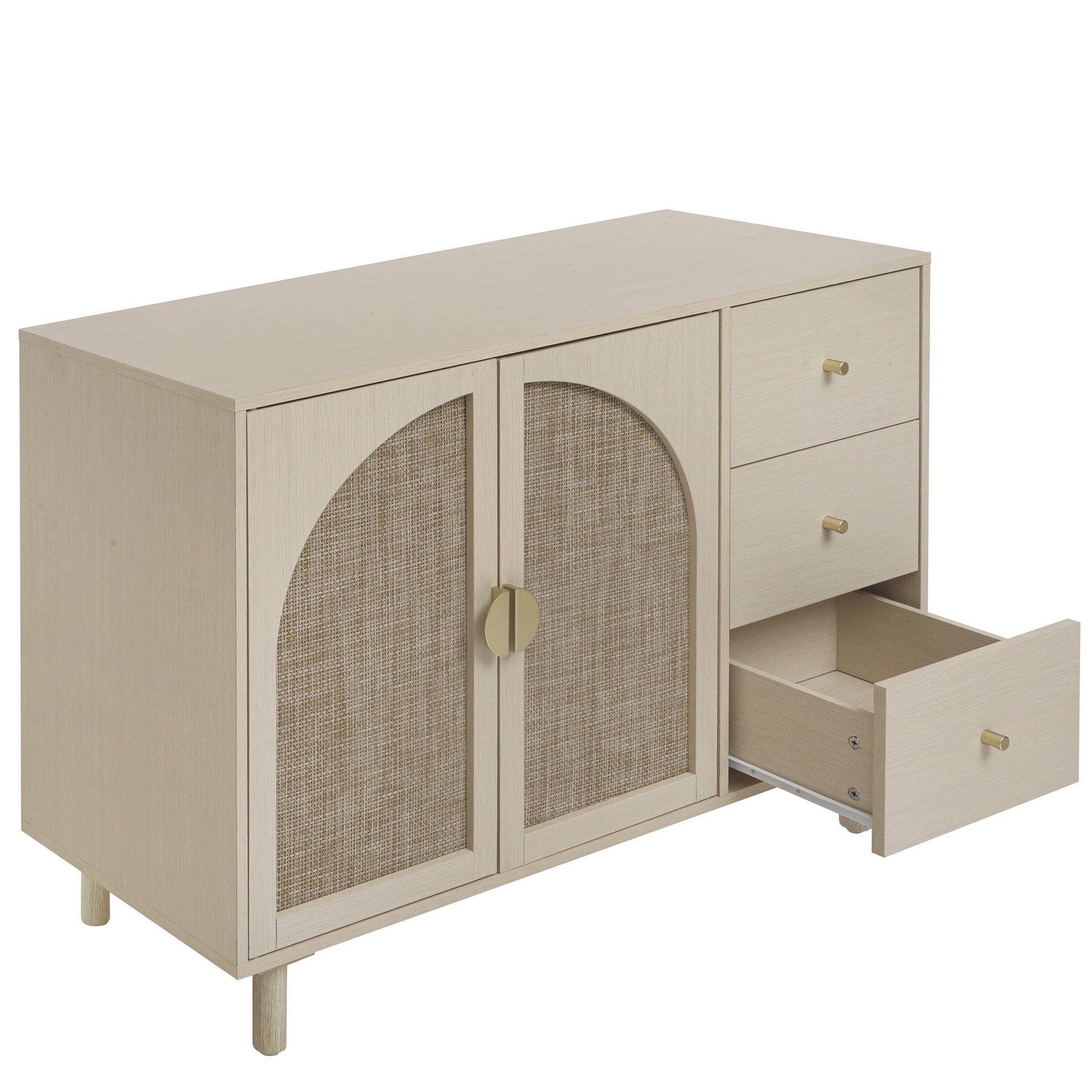 2 Door 3 Drawer Cabinet, Suitable For Bedroom - Natural - Image 13