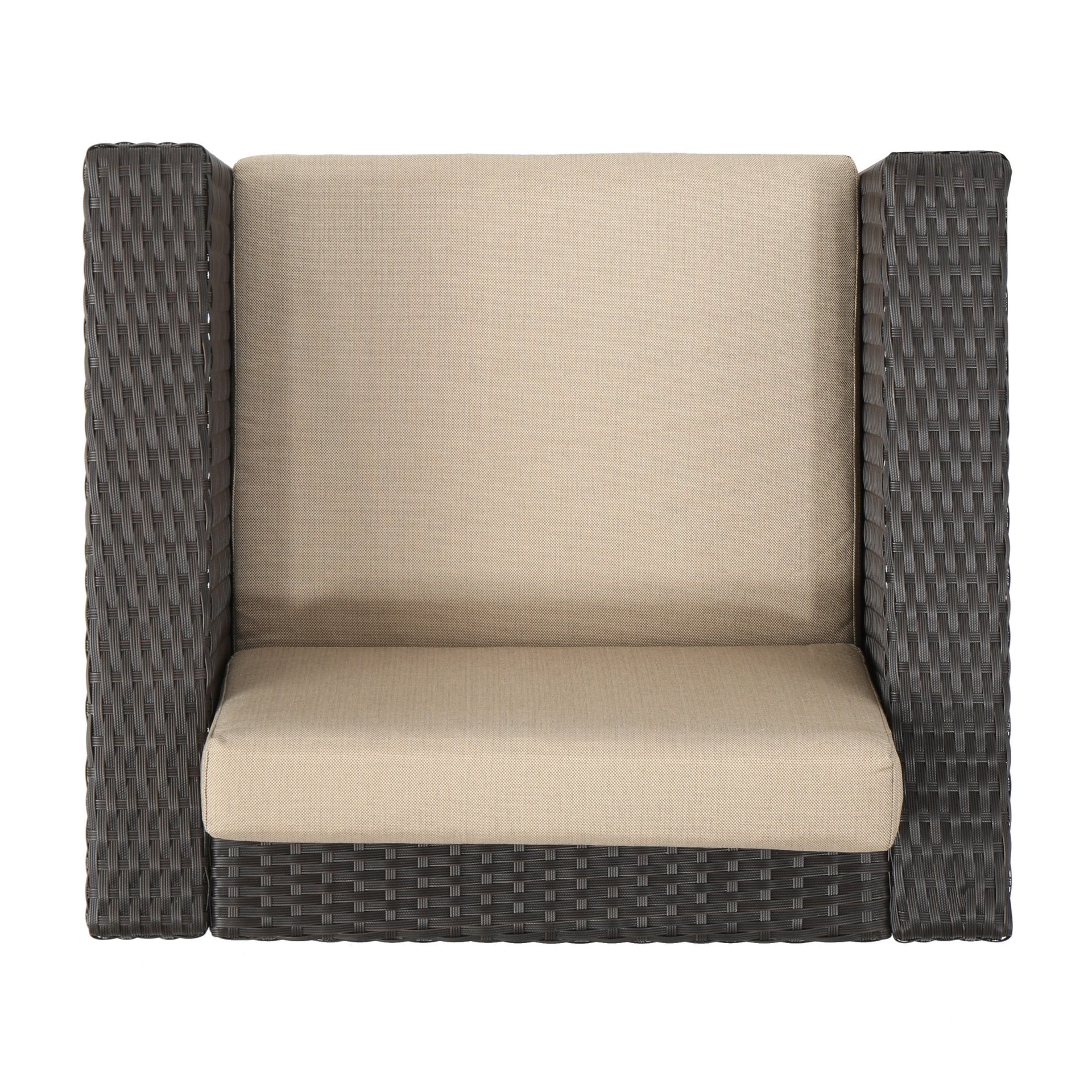 Modern Outdoor Club Chair With Removable Cushions - Brown / Beige - Image 11