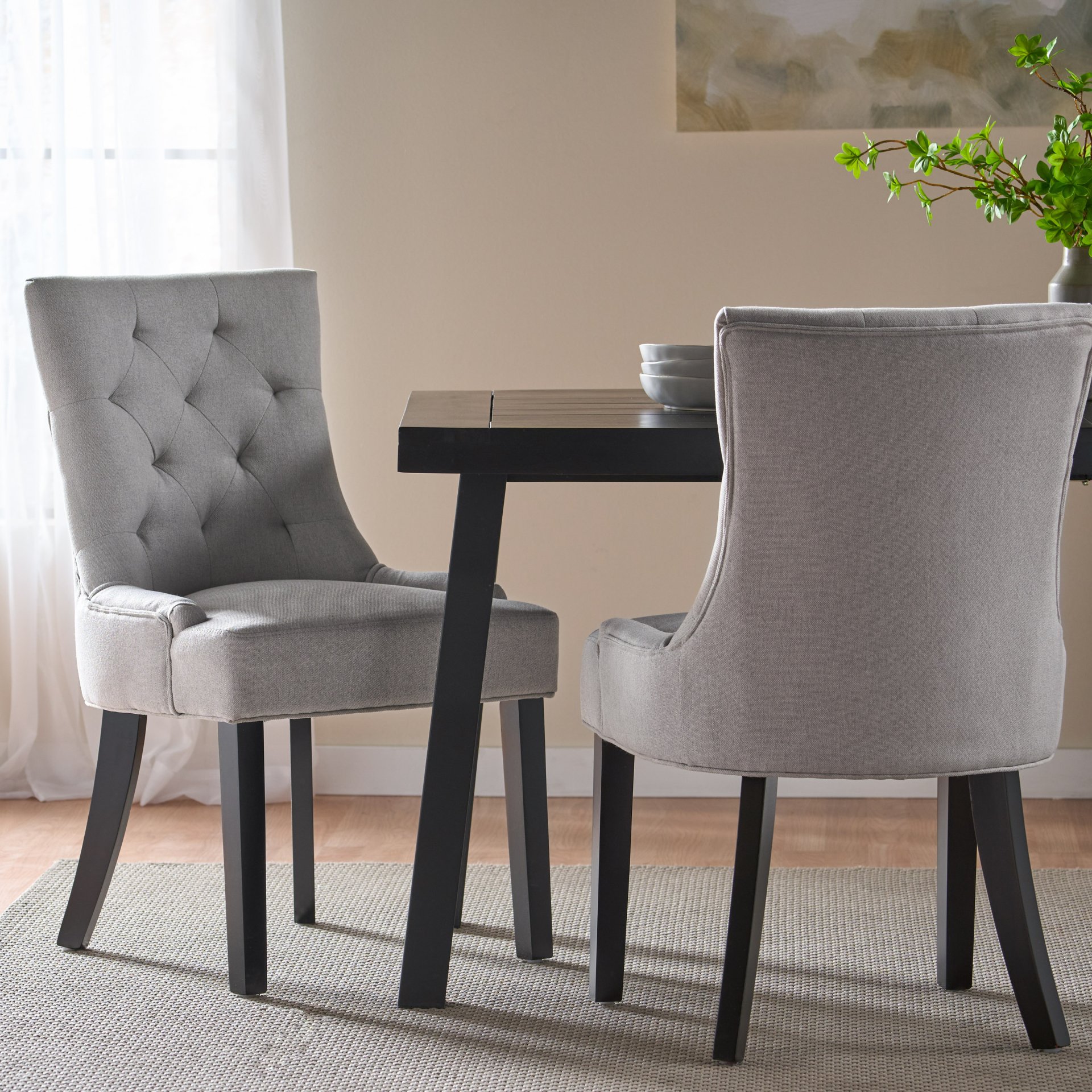 Cheney - Dining Chair With Sloped Arms And Diamond Tufting (Set of 2) - Light Gray - Image 8