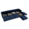 Modular Sectional Sofa With Cylindrical Backrest And Armrests Storage Deep Comfortable Seating Chenille 4 Seat L Shaped Sofa - Blue - Image 10
