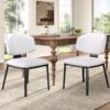 Modern Leather Upholstered Dining Chairs (Set of 2) - White - Image 2