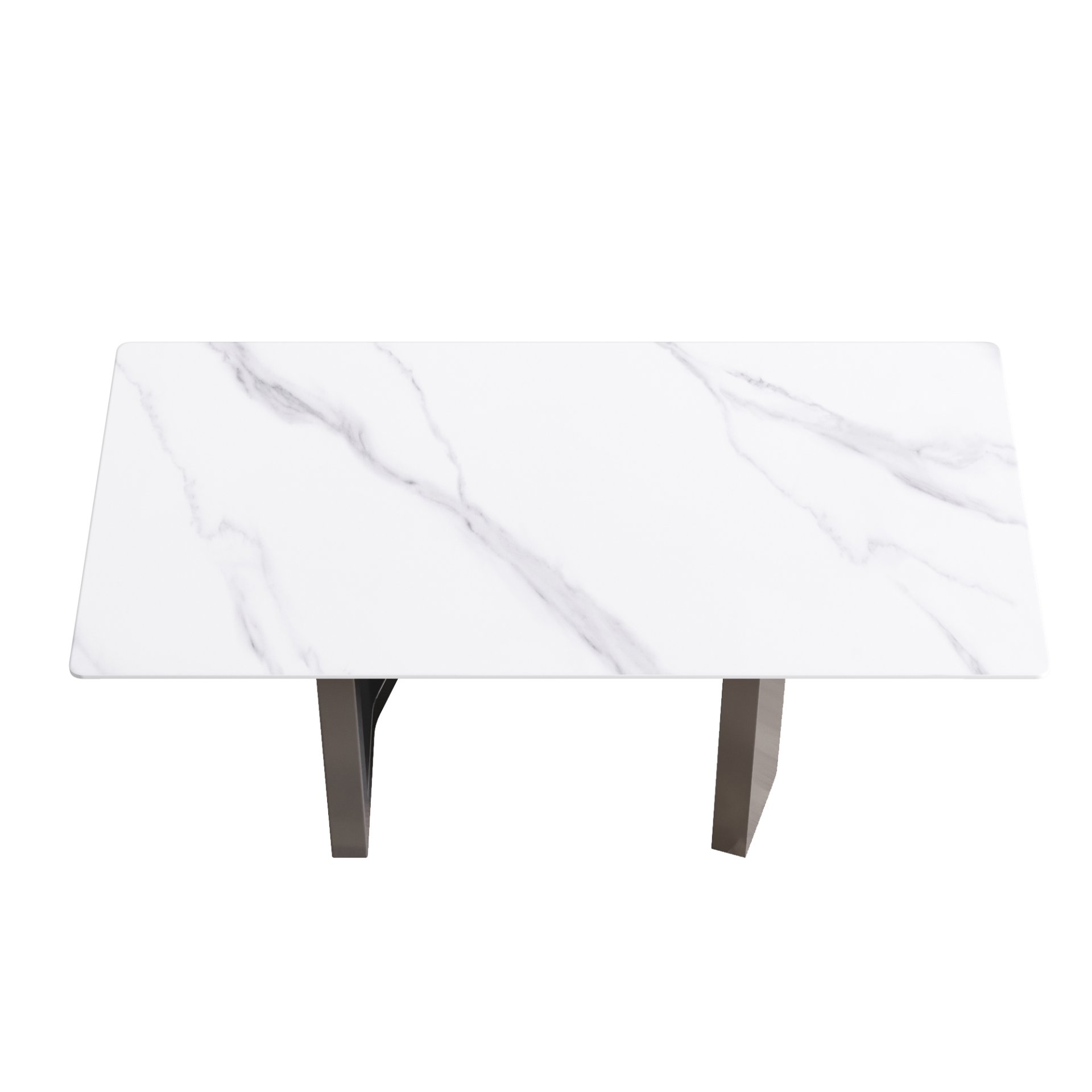 70.87" Modern Artificial Stone White Straight Edge Black Metal Leg Dining Table - White / Black - Image 6