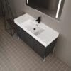 Freestanding Bathroom Vanity With Resin Sink And Storage Cabinet - Dark Oak - Image 2