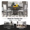 Farmhouse 5 Piece Dining Set With Extendable Round Table And Upholstered Chairs - Black - Image 9