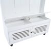 5 In 1 Entryway Bench With Shutter - Shaped Doors, Coat Rack, Cushion And 4 Sturdy Hooks, Wide Hall Tree With Storage Bench For Hallway, Entryway, Living Room - White - Image 5