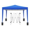 10'X10' Folding Canopy With 4 Removable Sidewalls Outdoor Event Shelter UPF 50+ Gazebo Portable Tents For Parties Beach Camping Wedding Ez Pop Up Canopy 4 Pieces Weight Bag + Carry Bag - Blue - Image 2