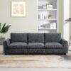 Sectional With Bluetooth Speaker Comfy Cloud Couch Set With Drop Down Table Cup Holders, USB Charger Storage Armrest Wide Seat Sofa - Dark Gray - Image 17