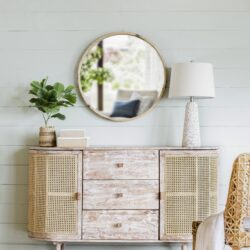 TV Console With Cane Doors - Multicolor