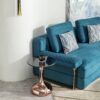 Modern Minimalist Coffee Table Carbon Steel Legs Tempered Glass Top - Rose Gold - Image 2