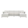 Chenille Modular Sectional Sofa, U Shaped Cloud Couch Set With Double Cushions, 6 Seat Sleeper Sofa Bed With Ottomans, Oversized Indoor Furniture - Cream - Image 21