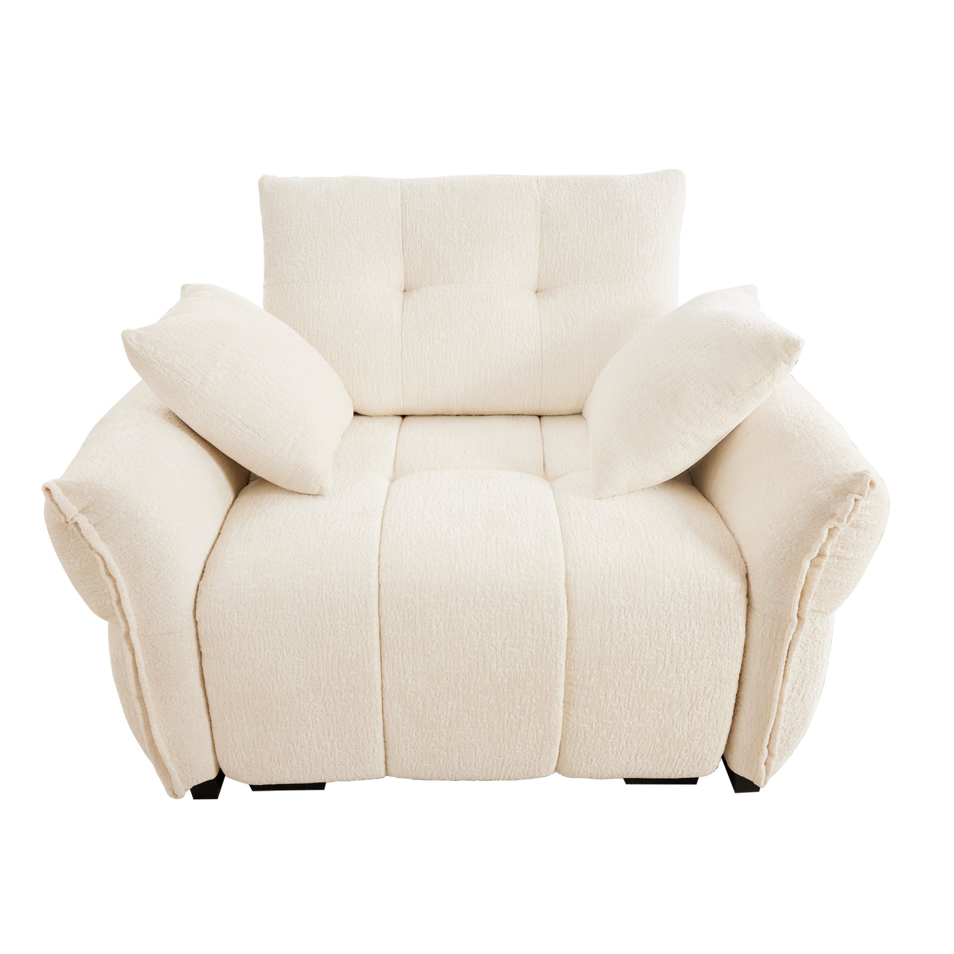Ergonomic Single Seater Sofa With High Resilience Support Cushions And Throw Pillows, Modern Design - White - Image 9