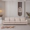 Modern Modular L Shaped Chenille Sofa Couch Reversible Ottoman With Storage Removable And Washable Cushions Sofa With USB Ports & Cup Holder For Living Room - Beige - Image 5