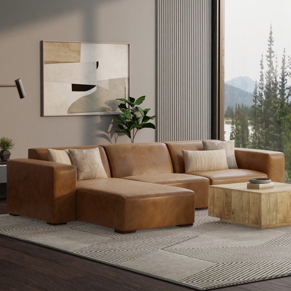 Rex - 2 Seater Sofa And Left Chaise - Brown - Image 7