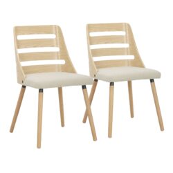 Trevi - Mid-Century Modern Dining Chair - Natural / Cream
