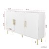 3 Door Large Storage Sideboard With Handles For Kitchen, Dining Room And Living Room, Accent Buffet Cabinet, Coffee Bar Sideboard Cabinet With 3 Doors - White / Gold - Image 7