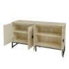 Carved 4 Door Sideboard, Sideboard Buffet Cabinet With Storage, Modern Coffee Bar Cabinet With Adjustable Shelf For Living Room - Natural - Image 15