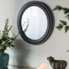 Circle Wall Mirror With Wooden Frame, Antique Classic Accent Mirror, For Living Room - Black - Image 3
